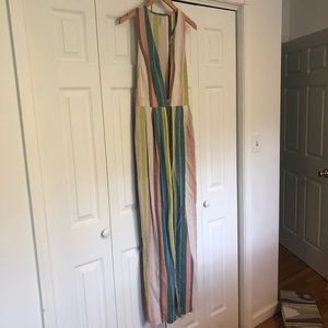 Free People Linen Stripe Jumpsuit